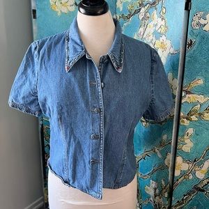 Vintage Short Sleeved Cropped Denim Shirt
